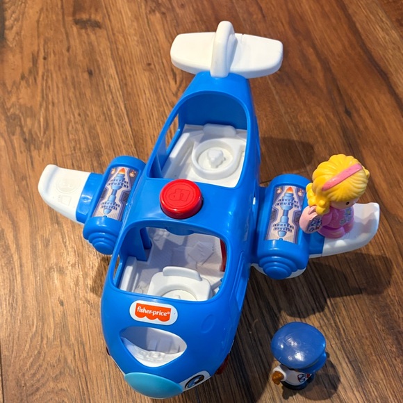 Fisher-Price Little People Blue and White Airplane with 2 Figures. Works. - Picture 6 of 6